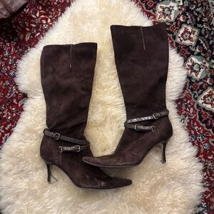 Boots Dark Brown Heeled Women's Boots